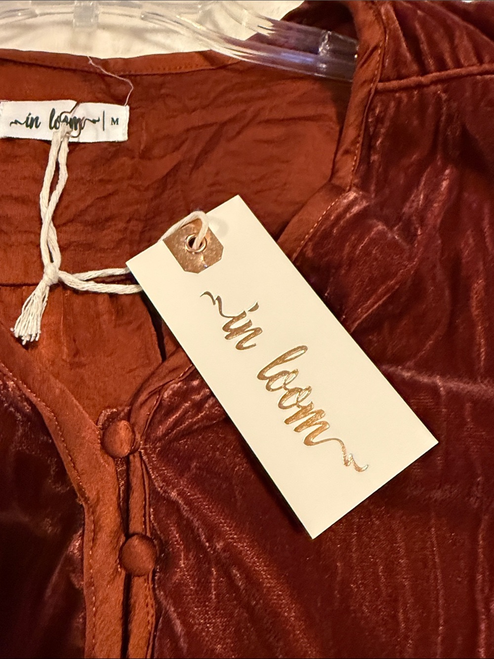 Women's Velvet Tiered Maxi Dress in Rust - Picture 9 of 9